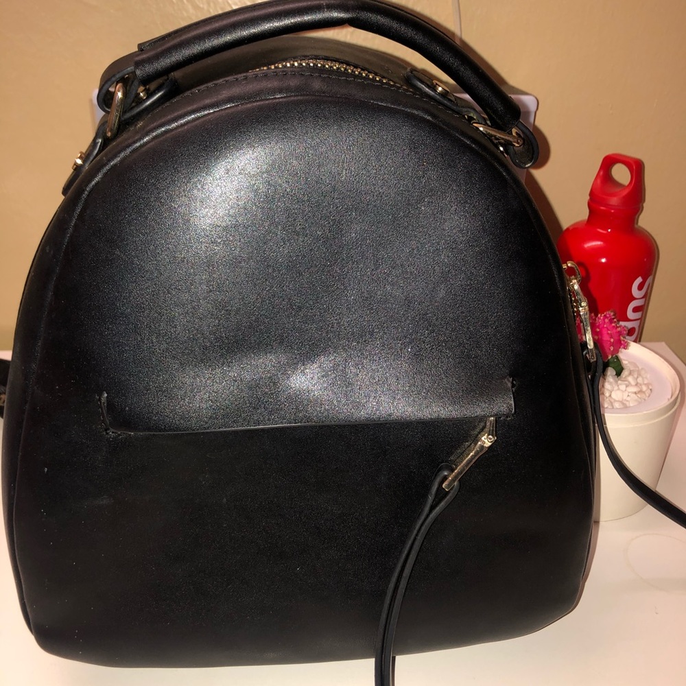 Zara Black Leather Backpack